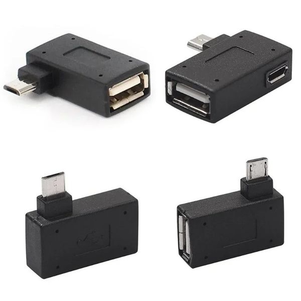 Novo adaptador micro do micro 2024 USB 2.0 para machos Micro OTG Fonte de alimentação 2018 Porta 90 graus Esquerda 90 Adaptadores USB OTG angulares à direita2.para micro