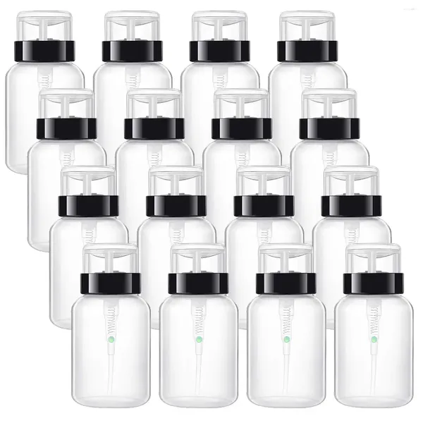 Garrafas de armazenamento 16pcs 200ml Push Push Down Lockable Pump Dispenser esmalte garrafa líquida vazia para removedor de maquiagem e removedor de maquiagem