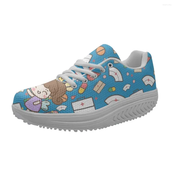 Sapatos casuais kawaii desenhos animados padronizes damas da primavera plataforma de outono Design de tenões respiráveis resistentes à sujeira