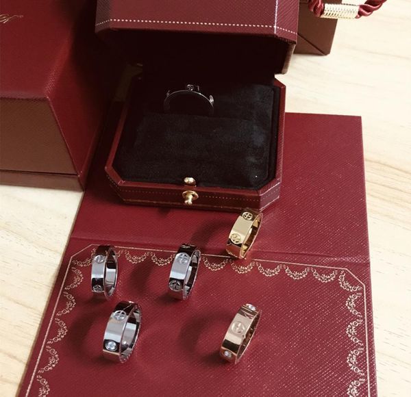 Любовь кольца модели винт титановый стальной кольцо пара розового золота женщин 039 с любовными кольцами с высокой оригинальной Box2645213