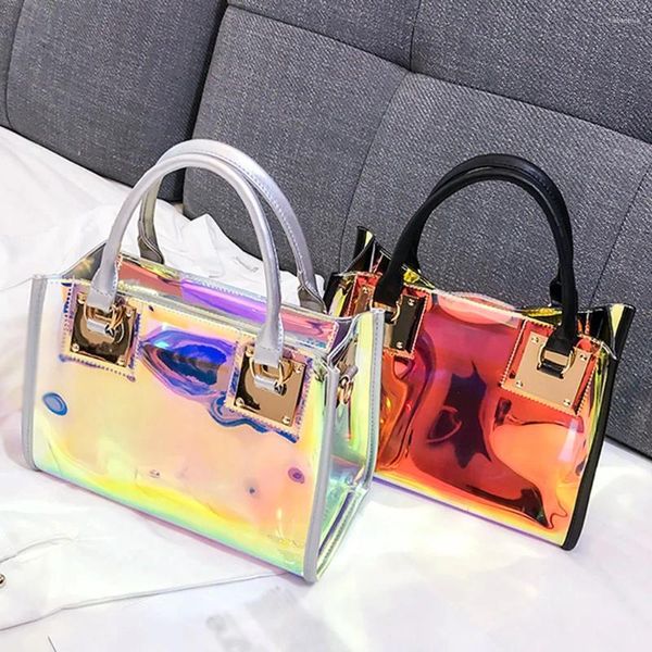 Tasche Holographic Transparent Gelee Hochwertige PVC -Frauendesigner Handtasche große Kapazitätskette Schulter -Messenger -Taschen #s