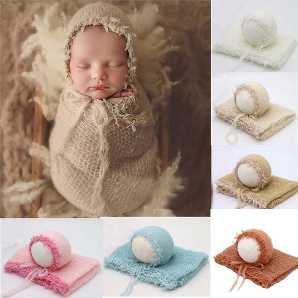 Decken geborene Pofrografie Kleidung Baby Po Wickping Cloth Hut Mohair Spitze verpackt Garn Schießzubehör