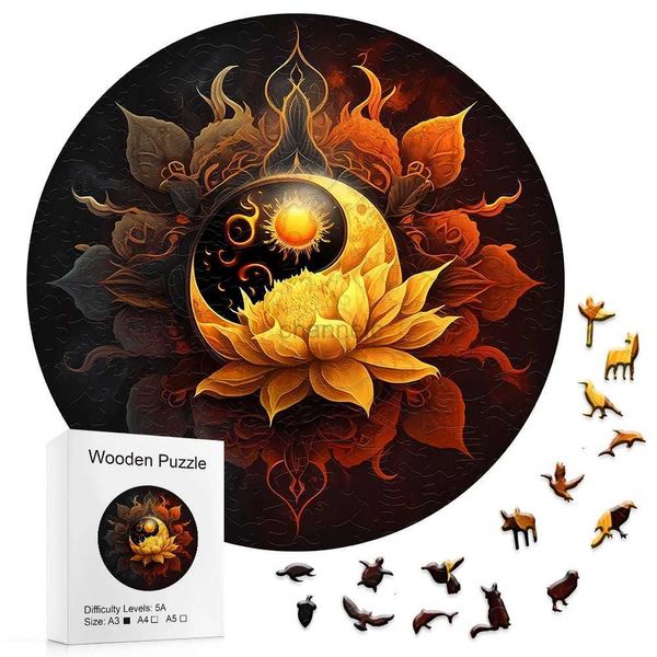 Puzzle 3d fiori luna fiori di legno puzzle giocattoli di alta qualità animali a forma di irregolare giochi per feste regali di Natale per la famiglia e gli amici 240419