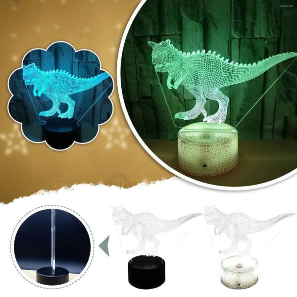 Lampade da tavolo Dinosauro colorato 3D Lampada creativa Elettronica Creativo Stereo Luce notte LED