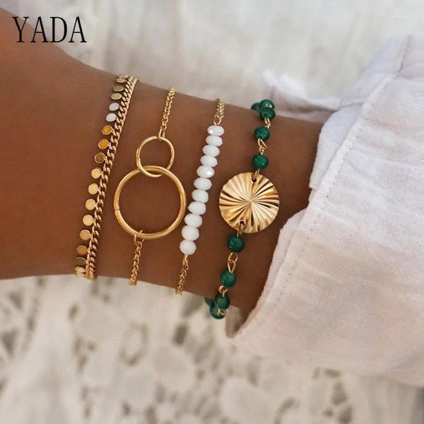 Bracelets de charme Yada Presentes Luxurl Brand Gold Tassel and Bangles for Women Fished Friended Crystal Bracelet BT200002