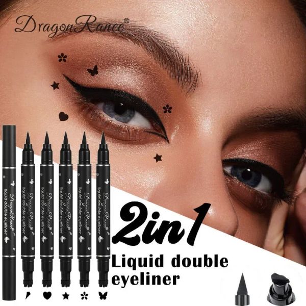 Eyeliner Dobneend Black Black Liquidyiner Lápis Estrela Butterfly Carimbar caneta 2 in1 Cosméticos de maquiagem de olhos rápidos à prova d'água