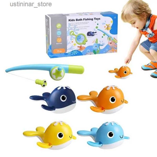 Areia Play Water Fun Magnet Fishing Toy Water Tub Toys Nada de baleias Bathtub Toy Fun Time Bathtub Tub Tow Toy Interactive Funny Bath Toys for Kids L416