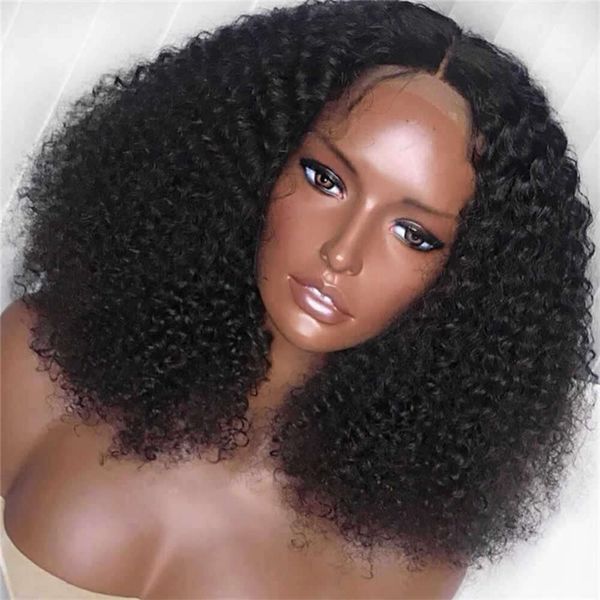 parrucche ricci umane Wig donna nere piccoli ricci ricci di capelli lunghi parrucca a testa di capelli sintetici corti capelli ricci