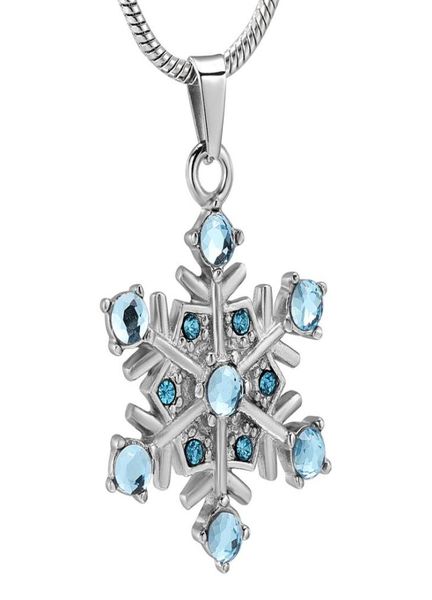 IJD12840 in acciaio inossidabile in acciaio Snowflake Cremation Collana Keepsake Memorial Urn Jewelry for Love Pets Human Ashes Ashes Reganing Jewelry6645609