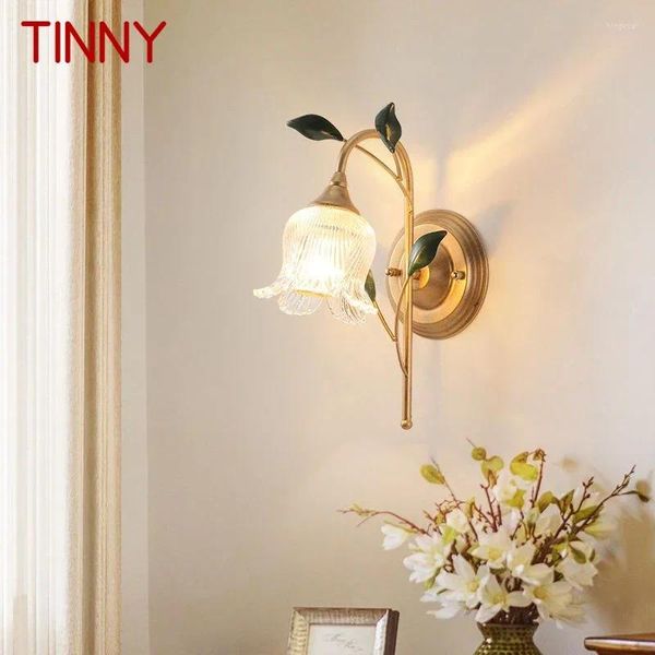Lampada da parete tinny contemporanea pastorale francese a led creativo fiore soggiorno corridoio decorazione per la casa