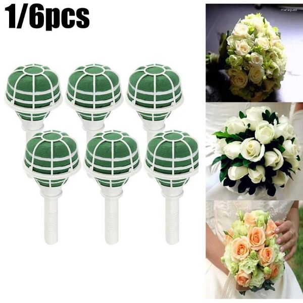 Flores decorativas 6pcs 18 cm de noiva Decoração de flores Bouquet Suports de espuma verde DIY DIY FLORAL SUPORTE BAS