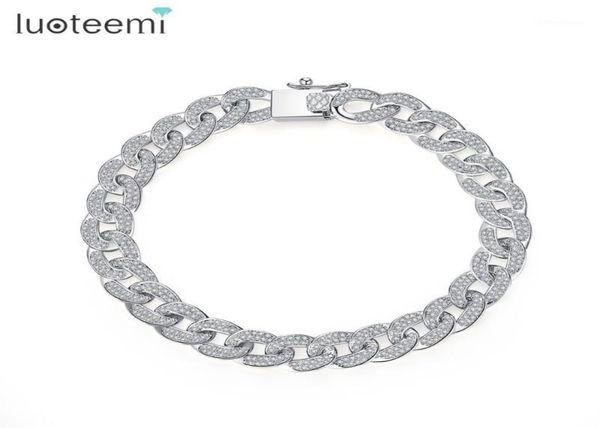 Luoteemi Moda de alta qualidade Curb Curb Bracelets Chain Chain For Women White Gold Color Luxo Bracelete de Casamento Jewellery11562022