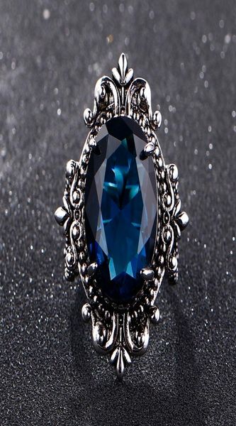 Big Peacock Blue Sapphire Ringe für Frauen Männer Vintage Real Silver 925 Schmuckring Jubiläum Party Geschenke4181895