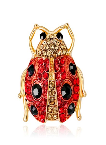 Ladybug coccinella besouro broche pinete preto austríaco de cristal joaninha broche para mulheres039s em vermelho de cristal vermelho77719908