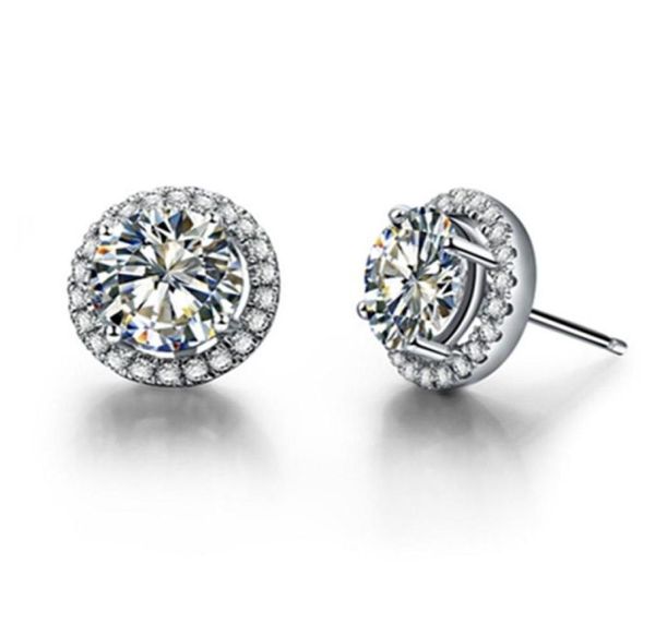 Excelente Halo NSCD Brincos de diamantes sintéticos para mulheres Brincos de jóias para mulheres Brincos de prata esterlina em ouro branco 18k PT99463478