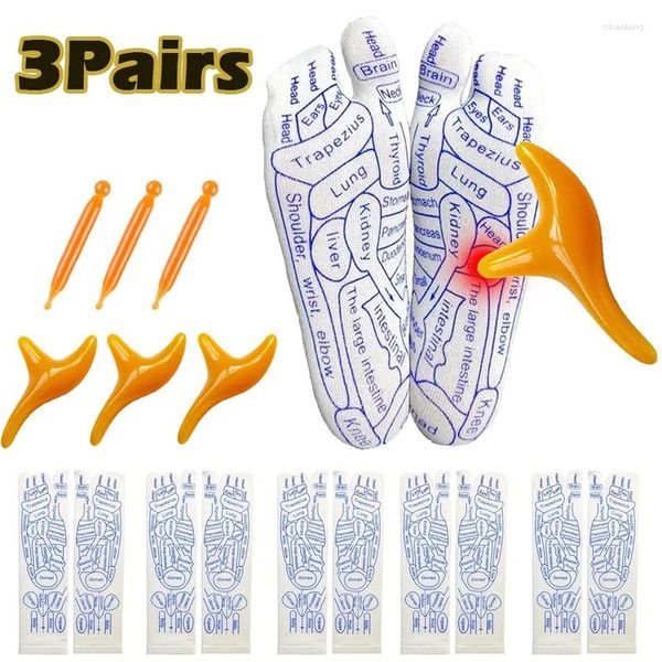 Luvas descartáveis 1/2/3 pares de meias de massagem para pés com ferramentas de acupressão em cápsulas inglesas