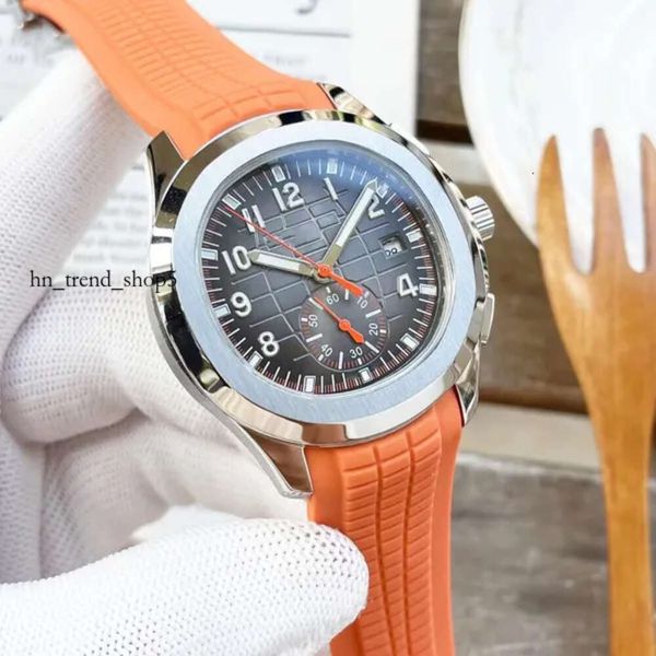 Orange Sports Sports Tape Men's Watch Aquanaut Series 5968 Размер часов 42 мм Топ автоматический механическое движение с прозрачными нижними часами Fashion Montre 86