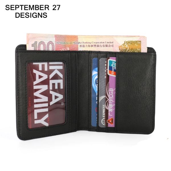 Portafogli Nuovi uomini Mini portafogli autentica in pelle vera piccola frizione borsa 100% borse bifold di bifold di alta qualità Slim Money Credit Card Wallet