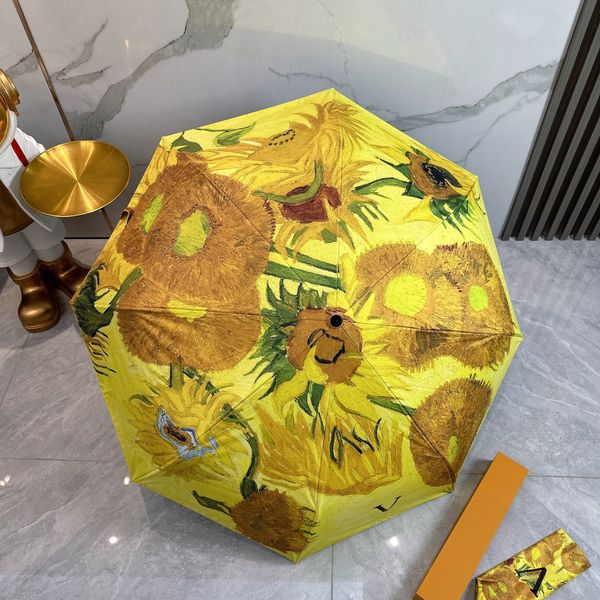 Moda Yağlı Boya Şemsiye Tasarımcısı Güneş Yağmur Koruma Şemsiyeleri Ultraviyole Kanıtı Tam Otomatik Lüks Güneşlik Açık Şemsiye