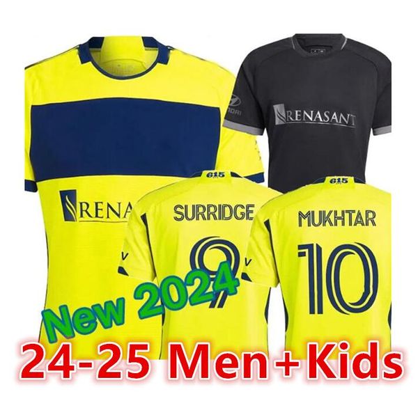 2023 24 25nashville SC футбольные майки 615 Kit Man 23/24 футбольные рубашки Первичный дом желтый мужчина в черном сурридже Мухтар Бойд Шаффельбург Мура Мужская форма