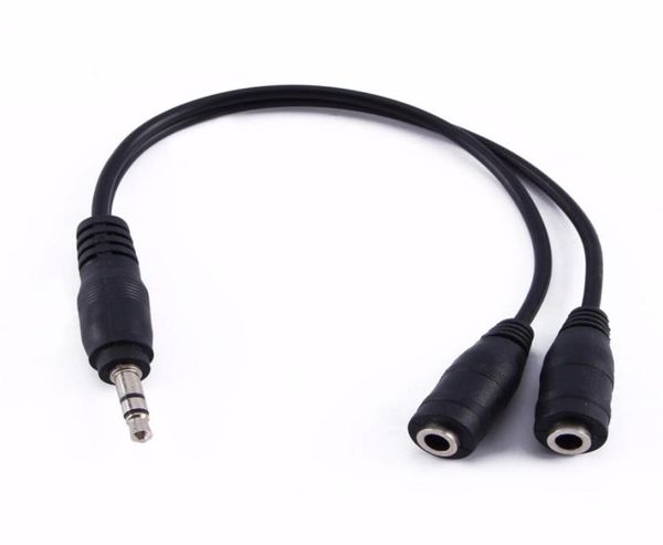 10pcslot ses aux kablosu 35mm jack erkek ila dişi stereo uzantı kulaklık ayırıcı kordon siyah beyaz kablo güncellemesi2591496