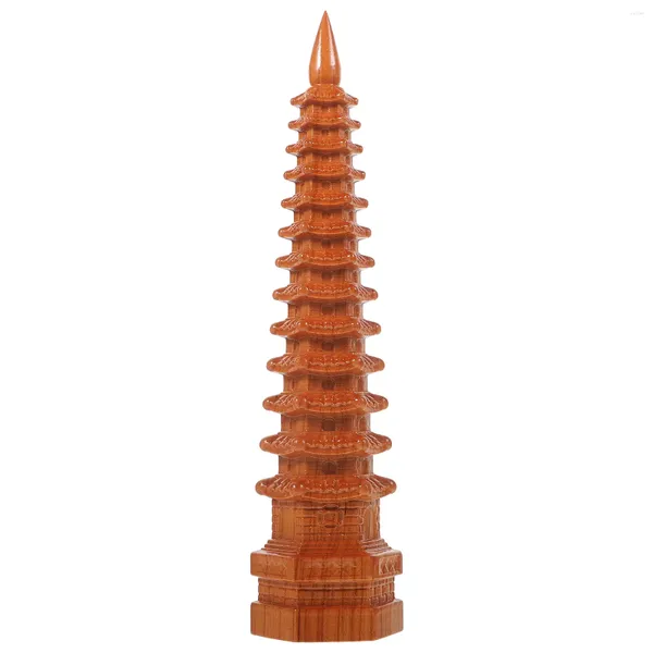 Decorações de jardim Wenchang Tower Model Desktop Decor Home Metal Ornament Wood Buddhism Craft Decoration Office Retro