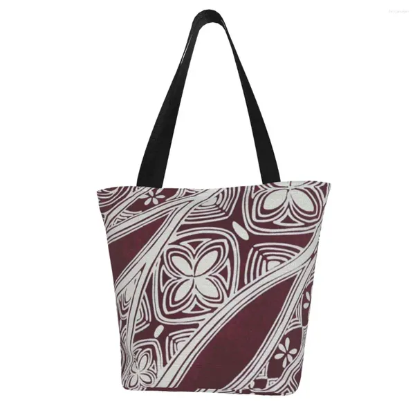 Umhängetaschen Kui Liu Frauen Handtaschen traditionelle ethnische Stämme Muster Eco Leinen Tasche Polynesianer Einkaufen