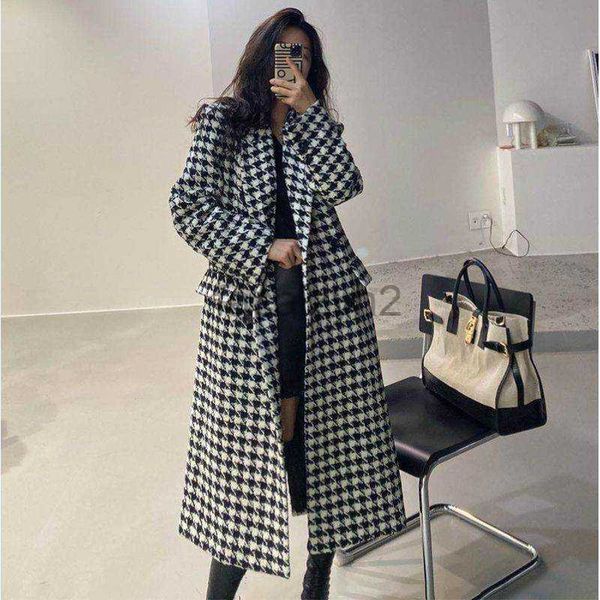 Женские траншеи дизайнер осень осень новый стиль Qianniao установить среднюю и длинную длину колена, знаменитость маленькое ароматное пальто шерстяное пальто для женщин