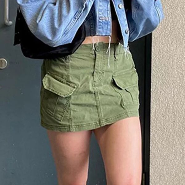 Summer Sexy Womens Skirt Streetwear Moda Bolsões Casual Slim Solid High Caist Mini Skirts Clube Feminino Clube Elegante 240419