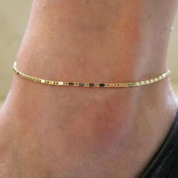 Fußkettchen fein sexy 14K Gold Fußkettchenarmband Cheville barefoot Sandalen Fuß Schmuck Bein Kette für Frauen Mode -Knöchelkettenschmuck