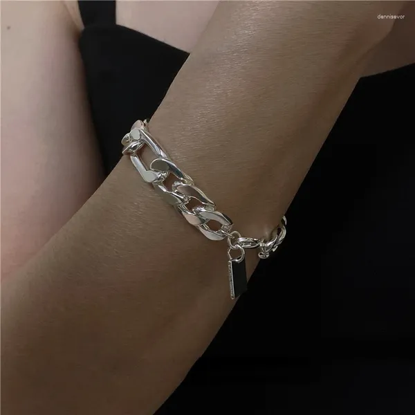 Braccialetti di fascino U-magico coreano goloso color argento metallo metallico per donne gioielli geometrici in acciaio in titanio