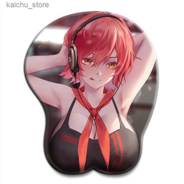 Mouse pads Pulseira repousa Arknights 3D Boobs Mouse Pad Exusiai Kawaii Anime Sexy Ark Mousepad com pulso 3D Big Oppai Silicone Gel Mat Y240419