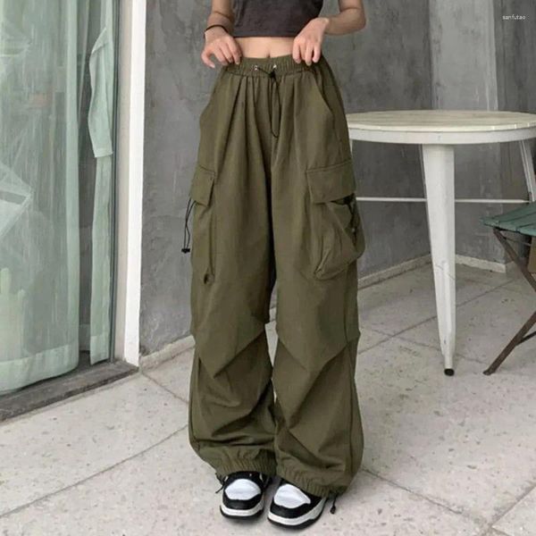 Calça feminina feminina cargo cargo coreano harajuku pista de pára -quedas masculino de pás de moletom de suor de pernas largas