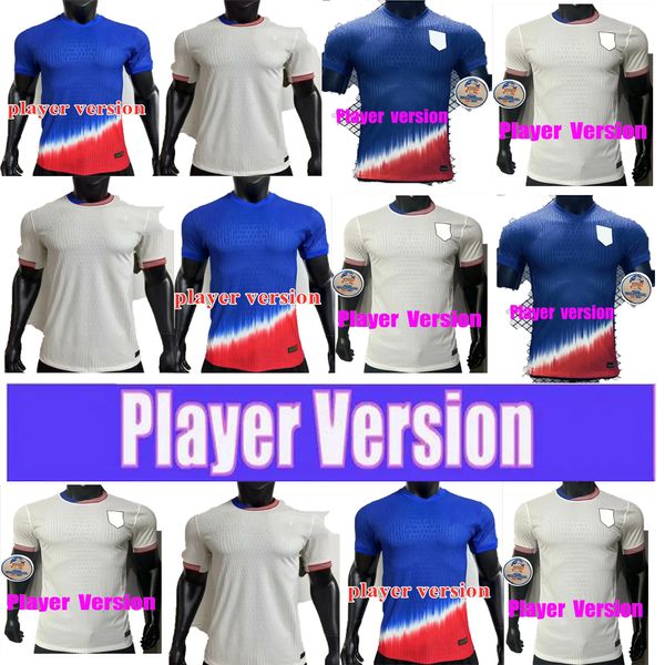 2023 2024 2025 Estados Unidos Pulisic Player Versão de jogadores respiráveis e confortáveis camisas de futebol McKennie Reyna Weah Swanson USAS Morgan Rapinoe Men Kit Football