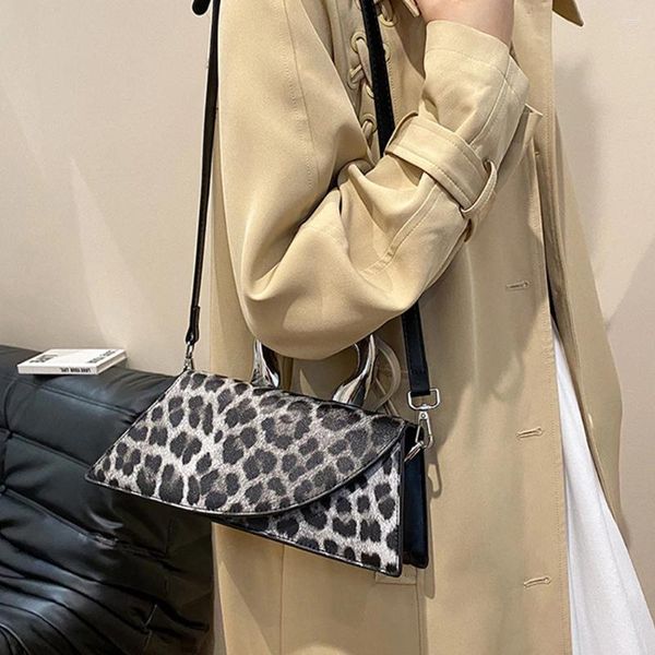 Umhängetaschen Frauen LOPARD DRUCK Tasche Mode Mode Retro Handtasche vielseitige Leder -Crossbody Sling Shopping