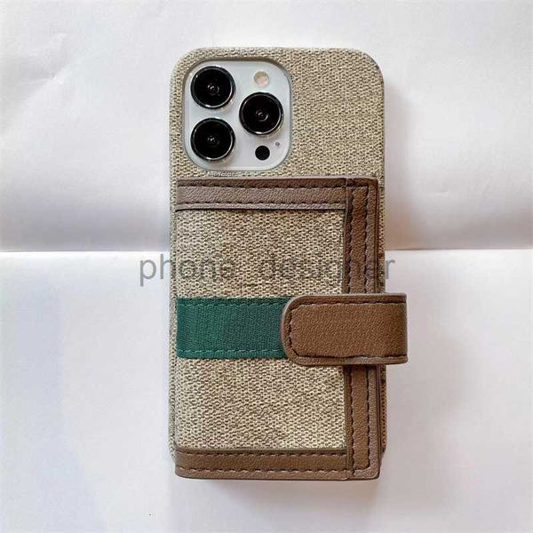 Modedesigner Brieftaschenhörer für iPhone 16 15 15pro 14 14pro 14plus 13 12 11 Pro Max Kartenhalter Lederabdeckung Tasche mit Uhrengürtel mit Samsung S23 Ultra
