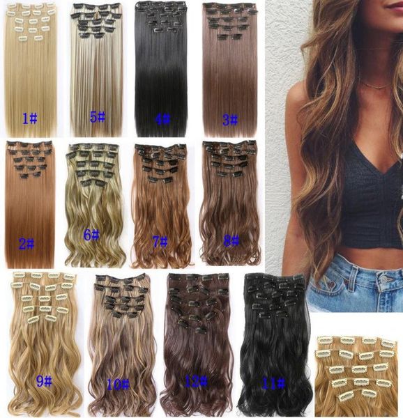 16 clip lunghi 26 pollici capelli dritti senza traccia di peli estensione naturale wave lady full teard peli estensione copricapo sintetico PI9882750