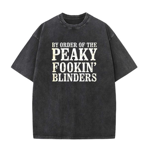 T-shirt maschile Peaky Fookin Blinders Shelby Brothers Vintage T-shirt vintage Magliette da uomo a manichette nere da uomo Plus size J240419