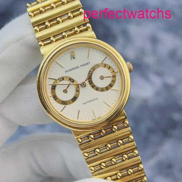 Tourbillon AP Wrist Watch Material 18K Material 33mm Placa Branca Correia dourada do ouro Data Display Display