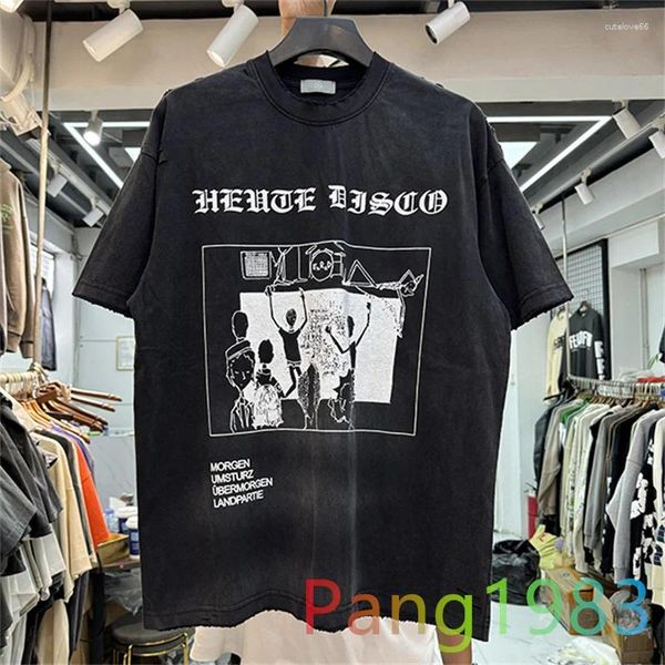 Herren-T-Shirts ERD Schnitt schweren gewaschenen alten T-Shirt-Männer Frauen Retro Druck Tee High Street Kurzarm