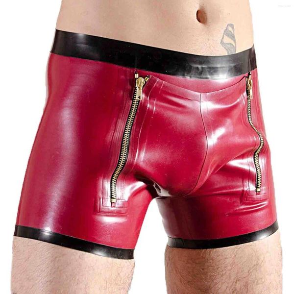 Cuecas Monnik Rubber Men Boxer Briefs Abra shorts de back -shorts duplos de abertura frontal com aba suspensa 0,4 mm LATEX