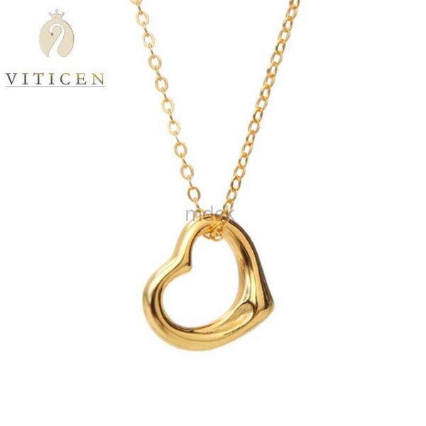 Colares pendentes 24k ouro dourado puro amor coragem de coração pendente feminino jóias finas para namorada e esposa 18k colar de ouro jóias 240419