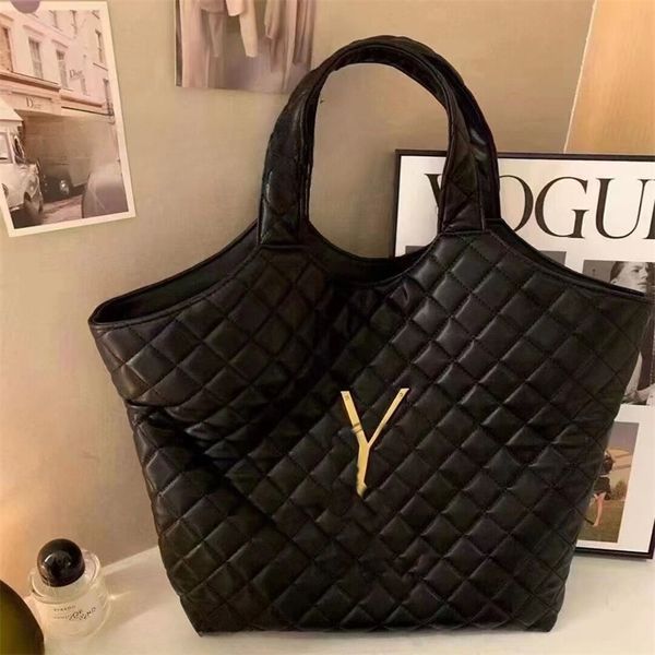 Handtasche Luxus -Tasche Einkaufstasche Designerin Frau Umhängetasche mit Geldbörsen Gitter Sack Luxus großer Kapazität Echtes Leder Einfach TE040 H4