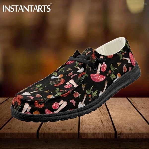 Lässige Schuhe Instantarts Stil Frauen flach wildes Pilzdesign Ladies Sneakers Leichtes Schnüren -up -Herren -Wanderlaafer