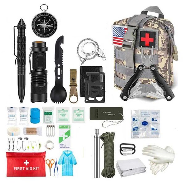 Primeiros socorros sobrevivência de sobrevivência do kit de primeiros socorros de sobrevivência militar Molle Overdoor Gear Kits de emergência Trauma Bolsa de camping de camping ifak aventuras d240419