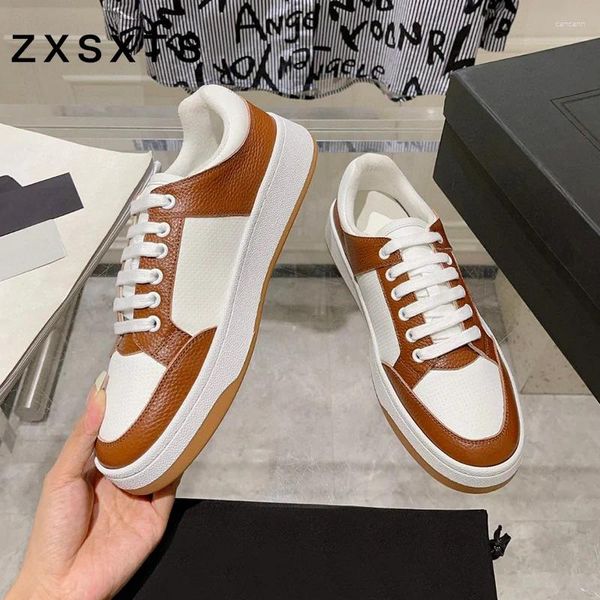 Scarpe casual unisex vera pelle piatta uomo causale da donna allacciato di marca primaverile piattaforma manicata rotonda seankers maschio di punta