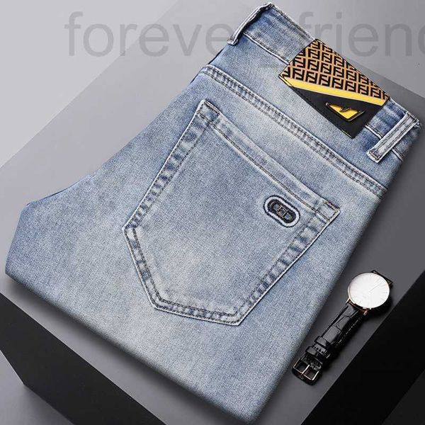 Designer de jeans masculino Little Monster Spring New Sky Blue Casual Slim Fit Small Tubo reto elástico simples calças finas yk39