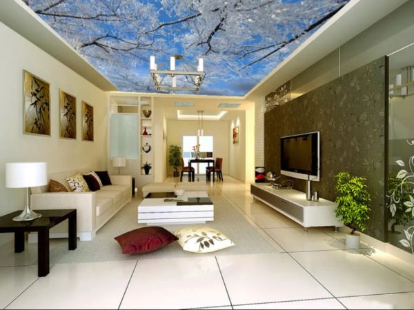 Sfondi 3d soffitto murales carta da parati inverno cielo grande albero a soffitto a soffitto affresco bellissimo paesaggio sfondi