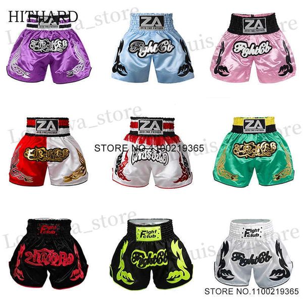 Shorts maschile pantaloncini da boxe tailandese 2024 Ultimi pantaloncini da addestramento per boxe ricamato per bambini e maschile Taekwondo Cage Fighting Pants Gym Fighting Suit T240419