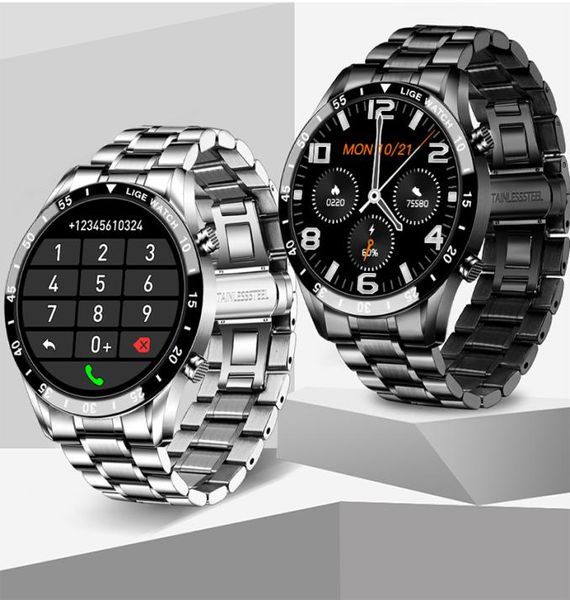 Luik Screen Touch Screen Smart Sport Bluetooth Call Watch Pressão arterial Relatório de memória Business SmartWatch Men9045001